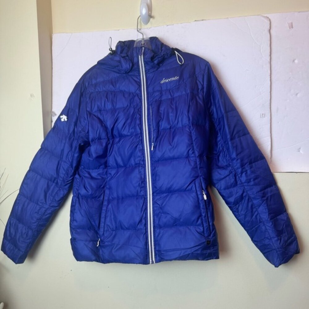 DESCENTE Down Ski Puff Jacket Coat Remove Hood Warm Parka Zipper Pockets Pack 10 - Picture 3 of 16